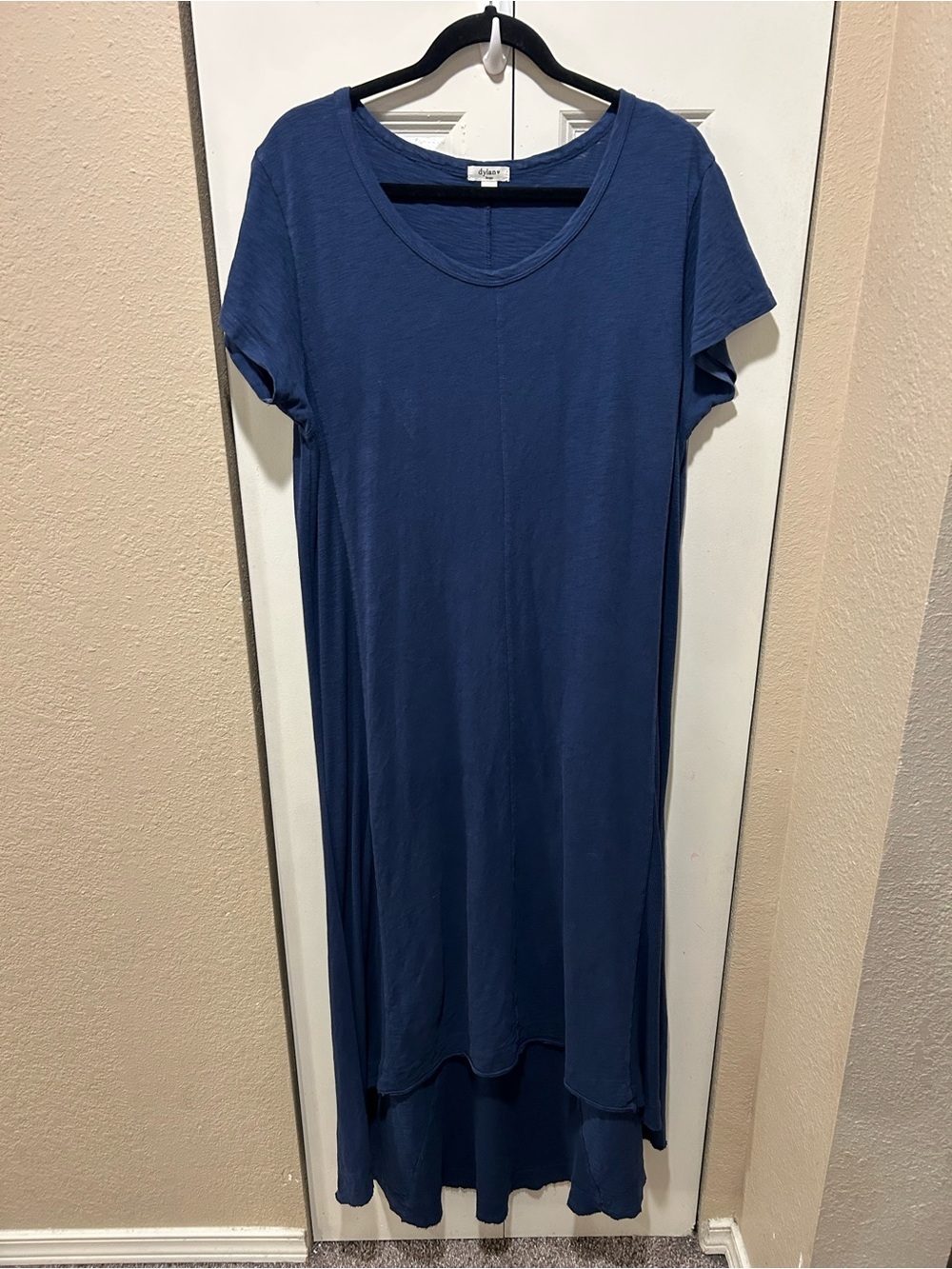 Dylan By True Grit High Low Dress Cototn Robbed Lagenlook Artsy Beachy , Large - Picture 2 of 5